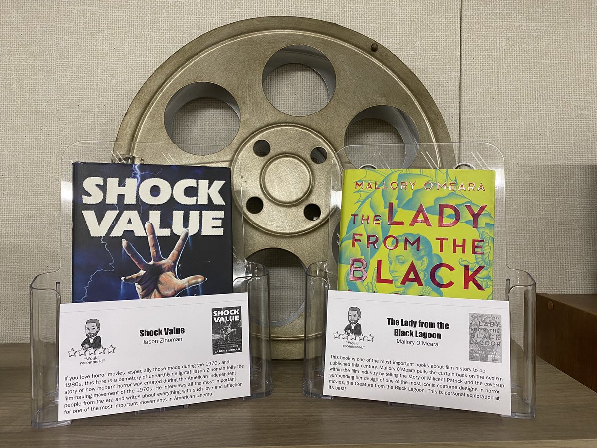 ambivalent_man's tweet photo. Getting my classroom ready, and here are two remarkable books on film history I’m recommending to my kids from the get-go: @malloryomeara’s LADY FROM THE BLACK LAGOON and @zinoman’s SHOCK VALUE! #GetThemReading https://t.co/SBdH5Y8LUN