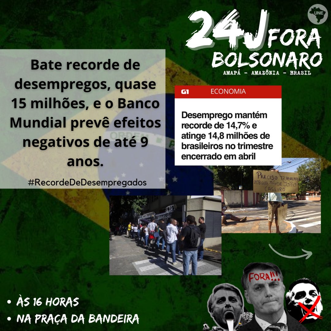 cucauneap's tweet photo. Não dá mais, chega!!
O Brasil está de luto, e precisamos conseguir resistir e salvar a nossa população!

🗓 24 de Julho, sábado
⏱ Às 16 horas 
📍 Na praça da Bandeira. https://t.co/ImjqgJ2yvP