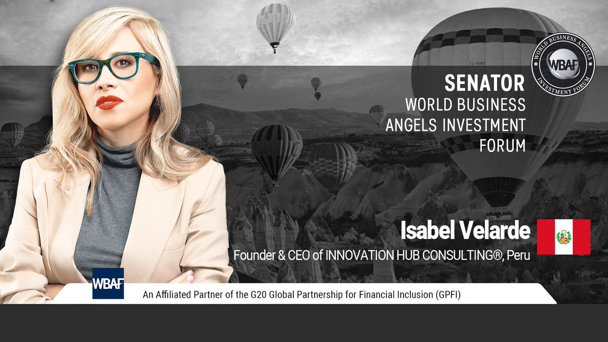 InnovationHubCo's tweet photo. Felices de anunciarles, que @IsabelVelarde18 Founder &amp; CEO de @InnovationHubCo® fue nombrada como Senadora y representante de #Perú en la Gran Asamblea de World Business Angels Investment Forum @WBAF, socio afiliado de la Alianza Global para la Inclusión Financiera del #G20 #GPFI https://t.co/HUU1dyVO93