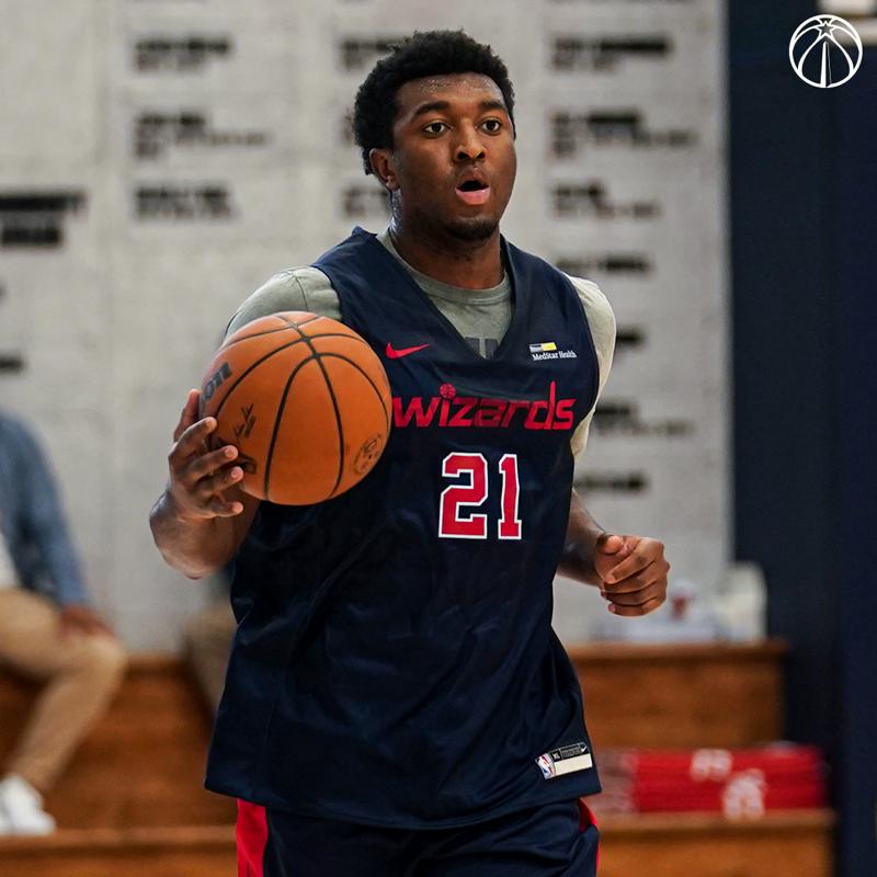WashWizards's tweet photo. 📸 Today's #WizDraft workouts 📸

▫ Jordan Goodwin | @SaintLouisMBB
▫ Trey Murphy III | @UVAMensHoops
▫ Kyree Walker | Chameleon BX