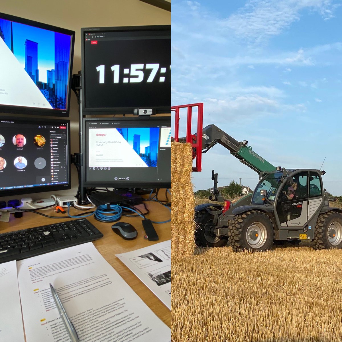paulgroganeu's tweet image. Some days are a bit more diverse than others! This morning it was 4 screens to run our quarterly company update for @Fenergo, this evening it’s a telehandler to round up the bales from yesterday’s harvest!

#LifeAtFenergo #Farmlife