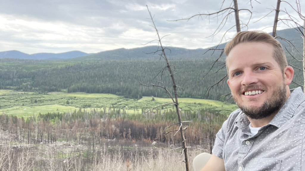 wmhammond's tweet photo. Hiked up alone for a quiet moment amid a wonderfully full week at #PhysFest. What a sight to see, having just completed a dissertation titled #WhatKillsTrees. Excited to see studentβs presentations tonight, comparing fire survivors (or are they dying slowly?) to unburned trees! https://t.co/GDV5EFoyyv