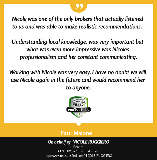 This recommendation illustrates one of the reasons why I love my job. realsatisfied.com/NICOLE-RUGGIERO via <a href="/realsatisfied/">RealSatisfied</a>