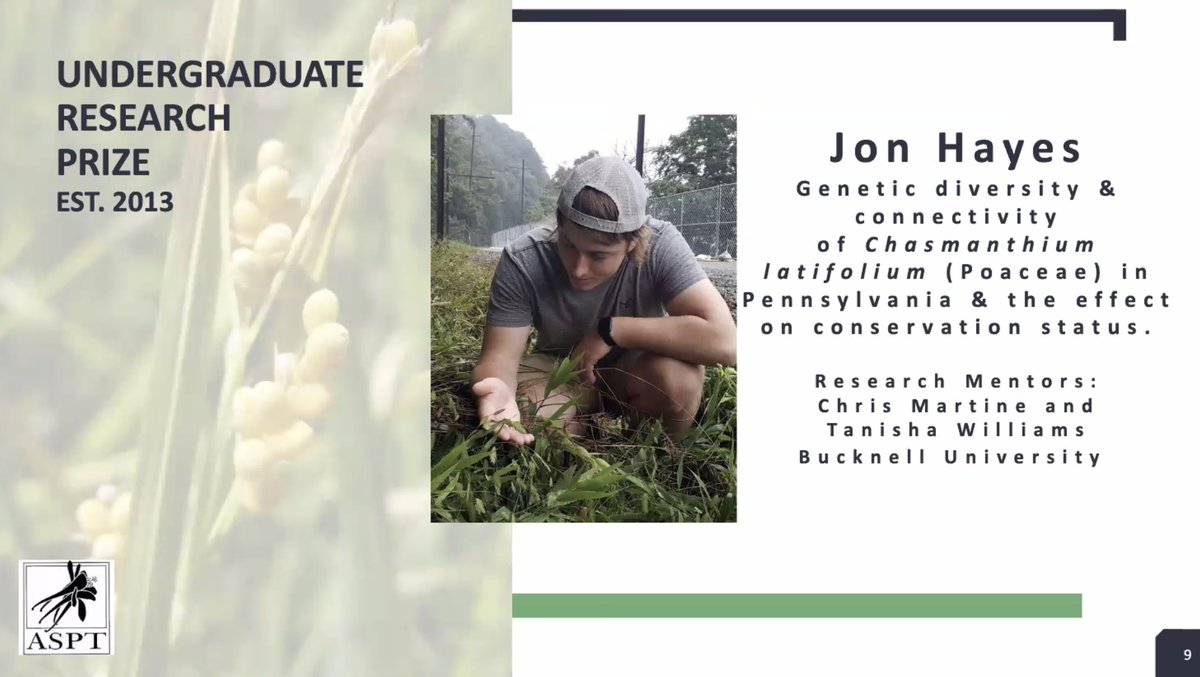 MartineBotany's tweet photo. Way to go, @Jon_D_Hayes, just formally announced as one of two @AmSocPlantTaxon Undergrad Research Prize winners for 2021 -- only minutes after his #Botany2021 talk wrapped up! https://t.co/ZgEsDhHA2d