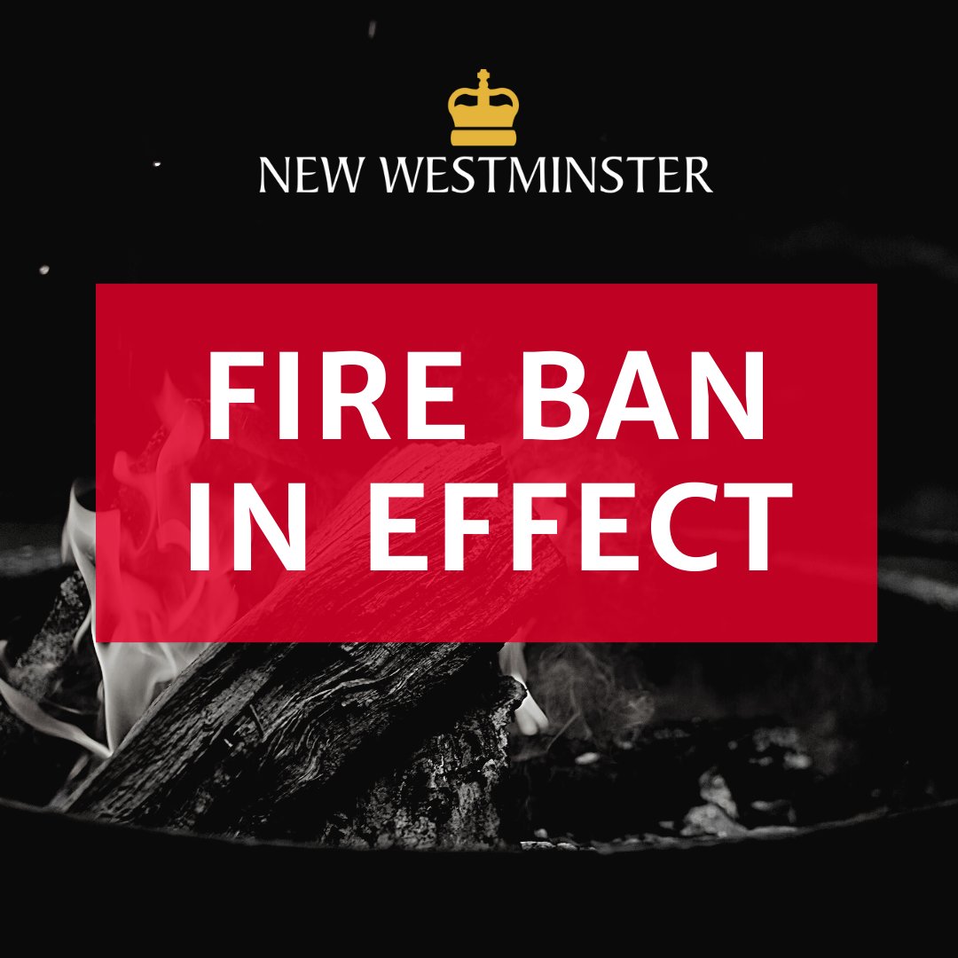 Effective immediately, a smoking ban has been initiated in all New Westminster parks, natural lands and Glenbrook Ravine. NO --> smoking, propane BBQs, charcoal or wood burning BBQs, open fires, campfires. Report signs of smoke or fire by calling 9-1-1 immediately. #newwest