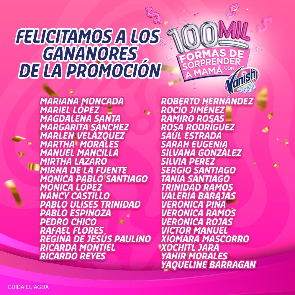 ¡Nuevamente felicitamos a todos nuestros ganadores! Invitamos a todos a seguir a participando en nuestras actividades. 
Para más información consulte vanish.com.mx