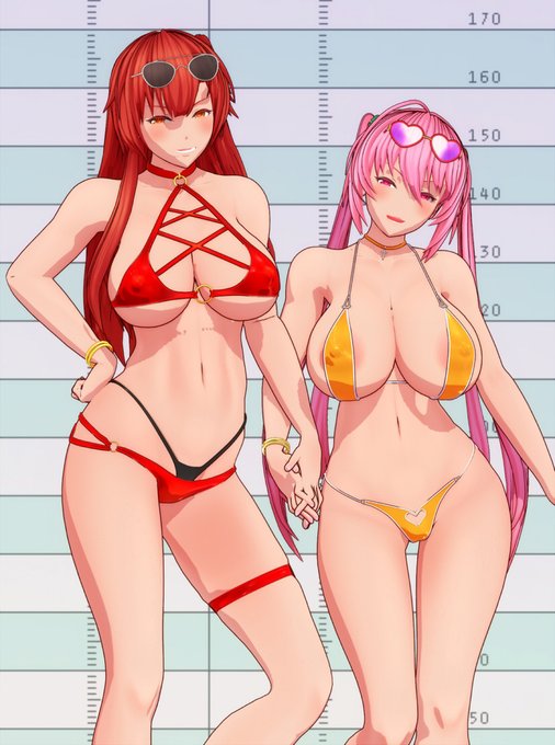 @mikn_natuiro 実はそこまで身長はない華鈴ちゃん
デカ女は赤い方! 