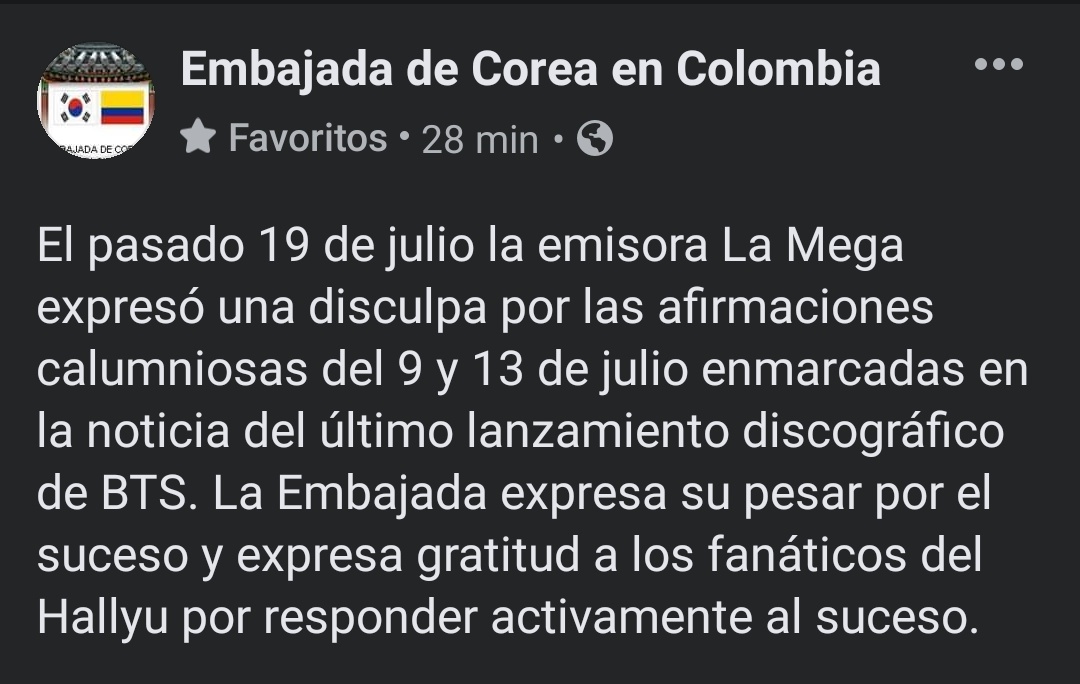 La embajada de Corea en Colombiabse pronuncia ante el bochornoso suceso de <a href="/LaMega/">La Mega</a>

#lameganonosrepresenta #lamegaxenofobico