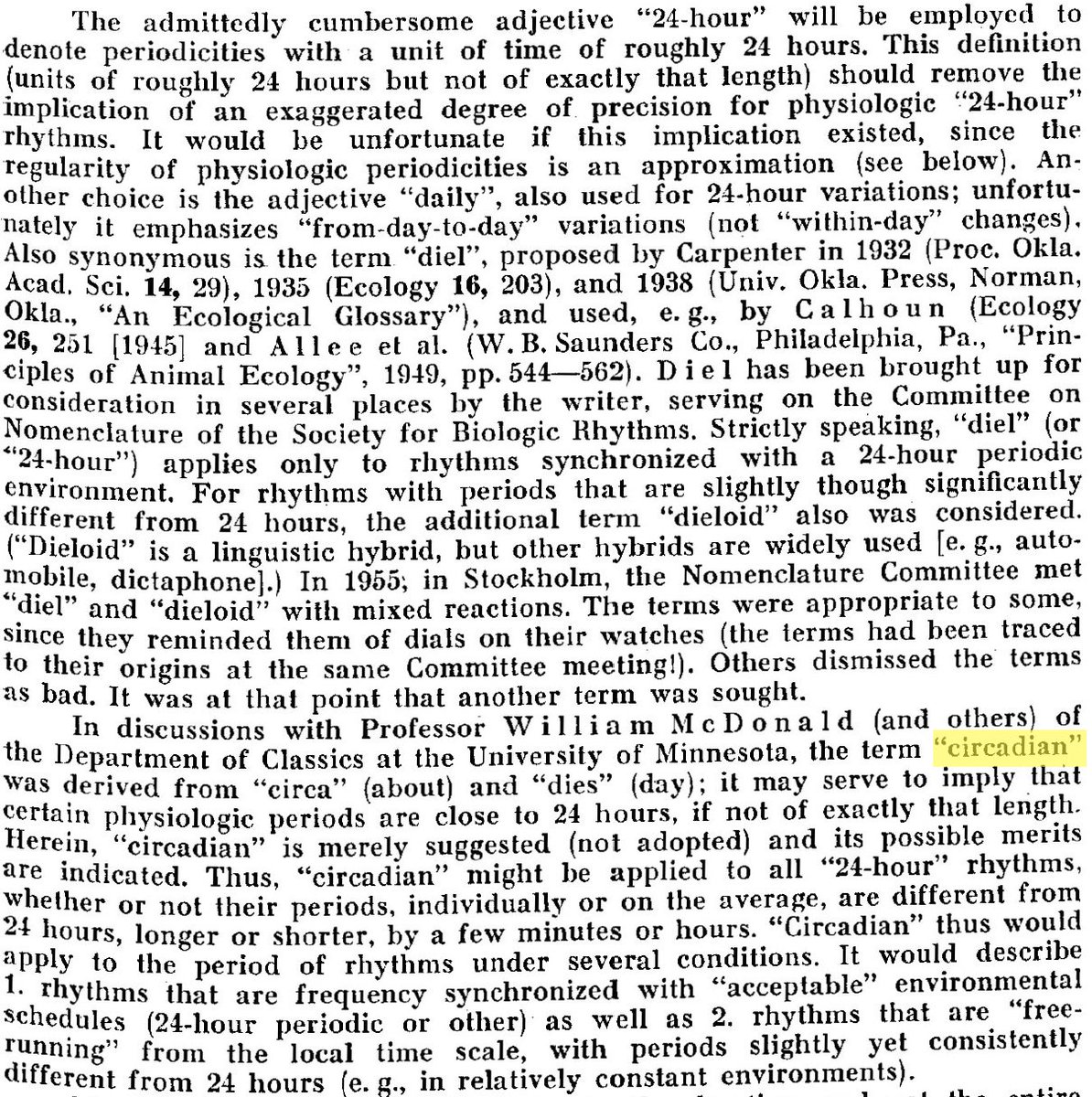 How the term "circadian" was coined – Halberg (1959).