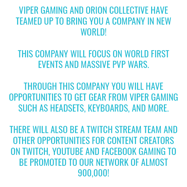 CollectiveOrion's tweet photo. ANNOUNCEMENT!!!
@patriot_viper and @CollectiveOrion  have teamed up to launch a Company in @playnewworld 

If you are interested in the company please fill out the application here: 
https://t.co/aYFMJx25Ze https://t.co/9LJvOLhw0l