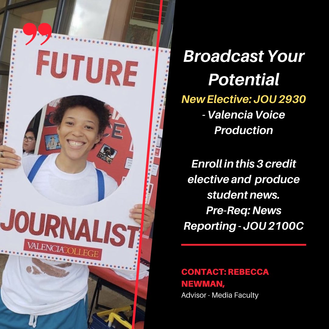 Classes begin August 23. Enroll now to join the Valencia Voice staff. Stipends available for editorial positions. <a href="/ProfessorBec/">Rebecca N -LOCK UP YOUR DAMN GUNS!</a> <a href="/DrGaythwaite/">Dr Edie Gaythwaite</a> @MzLanaDina