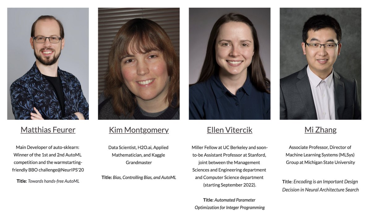 ledell's tweet photo. If you're attending @icmlconf and are interested in #AutoML, please stop by our workshop on Friday! 🤖👩‍💻

Keynotes by @__mfeurer__, @_dynamic24_, Ellen Vitercik and @mizhang. 

Schedule: https://t.co/uB79b7MjQv &amp; https://t.co/AmKByb8ZbZ link: https://t.co/3p0rzoc1PO #ICML2021 https://t.co/7eeicuUjtP