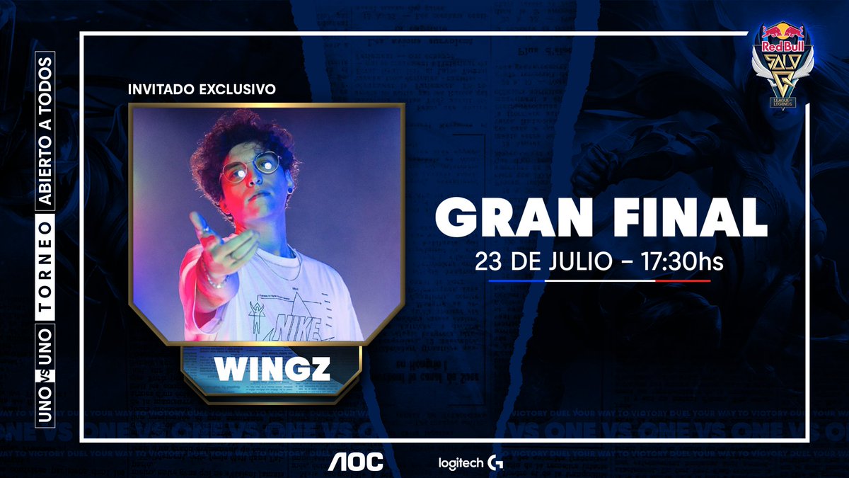 La competencia 1vs1 que demostrará mecánicas sin igual será animada por un invitado de lujo. 

Previo a la #LigaDeHonorEntel en la final de #RedBullSoloQ estará ni más ni menos que <a href="/lolwingz/">Wingz</a>😎

🗓️23 JUL, 17:30H🇨🇱 
📽️Twitch.tv/lvpcl | Youtube.com/lvplas