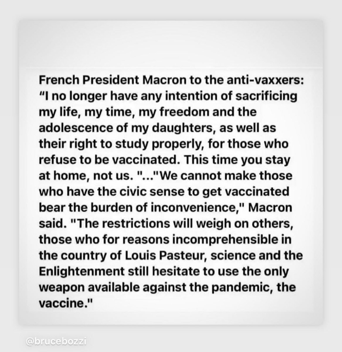 What do people think of this statement by French President Macron? #Vaccine #COVID