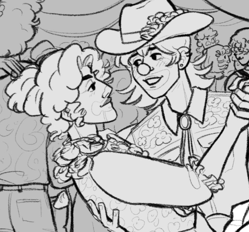 (wip) (collab prob) clown romance……soon……..but I want to post a lil crop of them so bad please look 