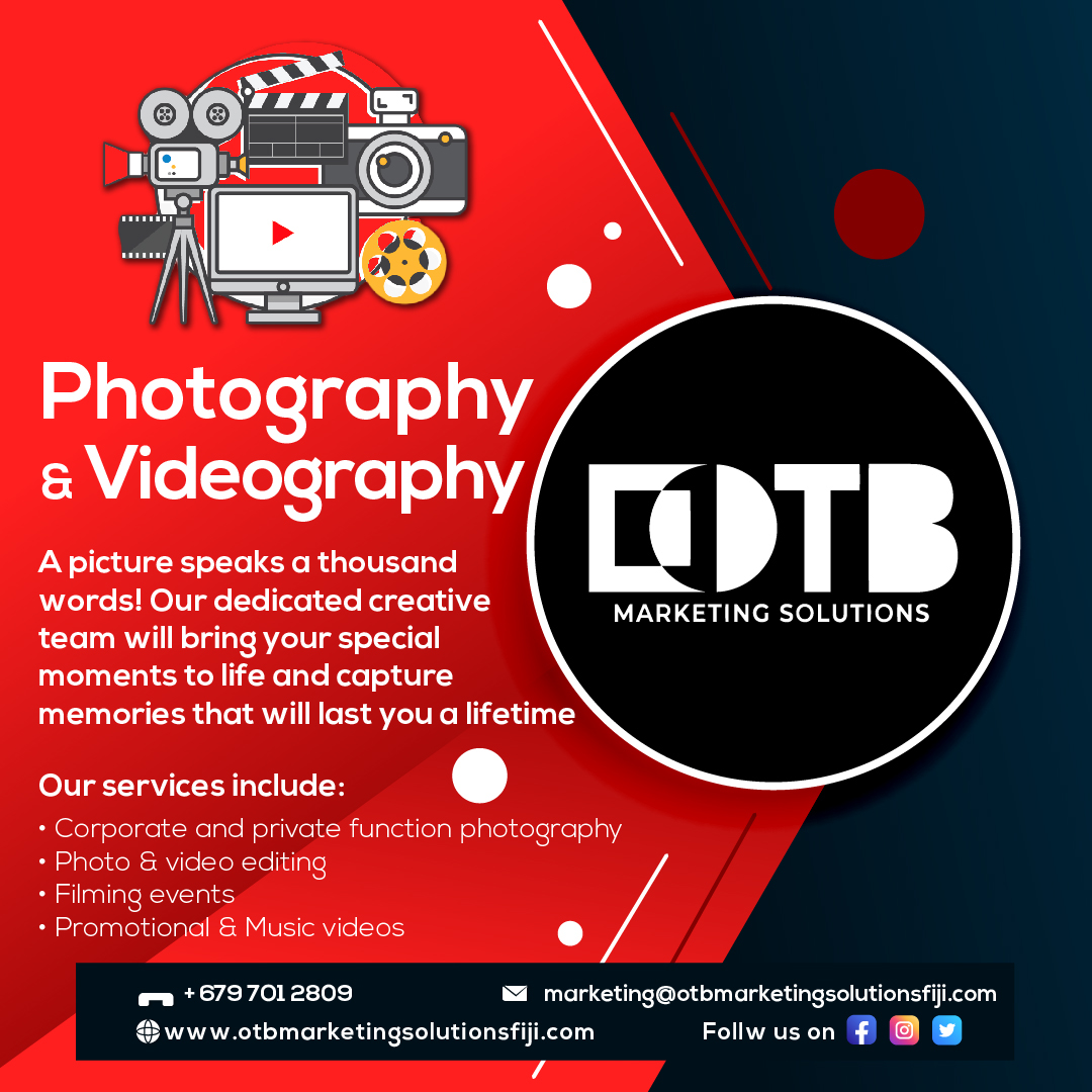otb_fiji's tweet photo. Your ideas, Your photography, Your story!
We're at your service 🤝
Ready when you are 📷🎥
#otbmarketingsolutionsfiji
#maximizeyourfullpotential
#teamfiji https://t.co/LuTWUrebz3