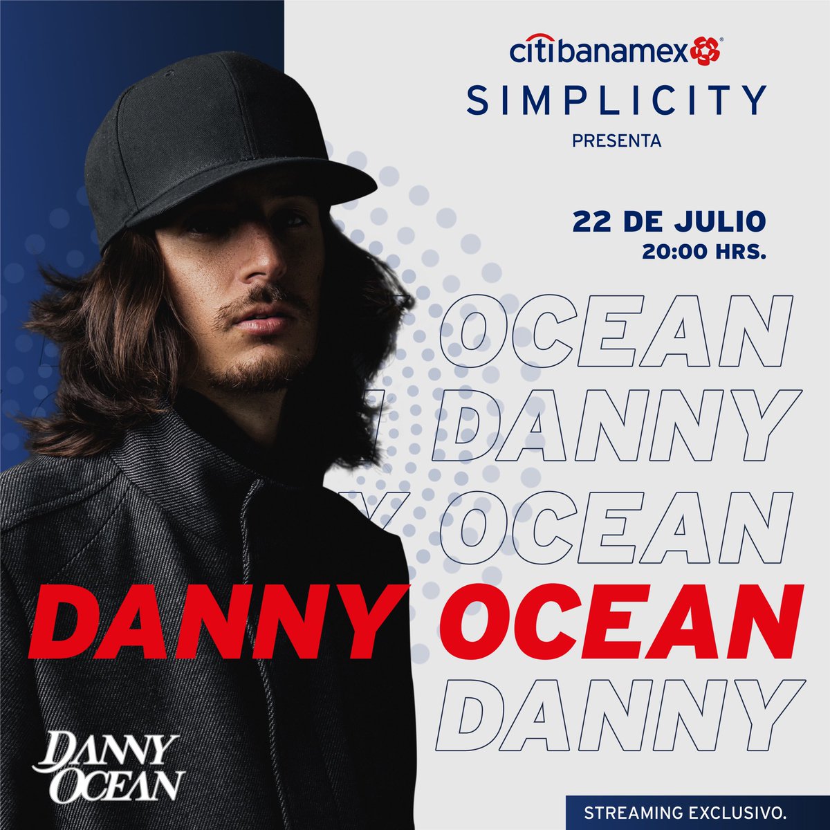 HOY ❤️‍🔥 <a href="/Dannocean/">Danny Ocean</a> en un concierto virtual muy especial producido por Realidad Alterada para <a href="/Citibanamex/">Citibanamex</a> Simplicity 🌊

Disfrútenlo a las 20:00hrs desde el Facebook de Citibanamex facebook.com/Citibanamex/