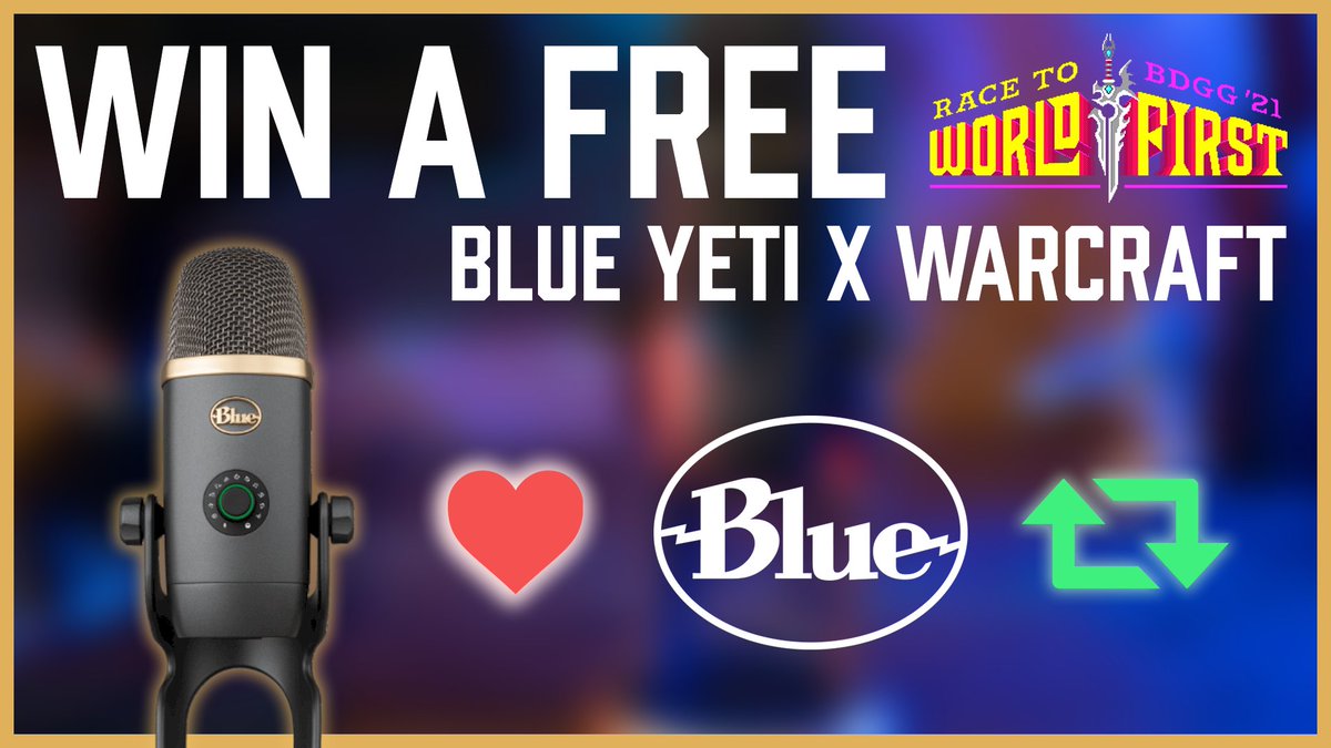bigdumbgaming's tweet photo. To celebrate our success this tier, our partners @BlueMicrophones have given us *ANOTHER* Blue Yeti x World of Warcraft Edition  mic to giveaway!

To enter all you have to do is:

❤ Like
🔁 Retweet
✅ Follow

Winners drawn in a week 🤞 https://t.co/okYlaYyHND
