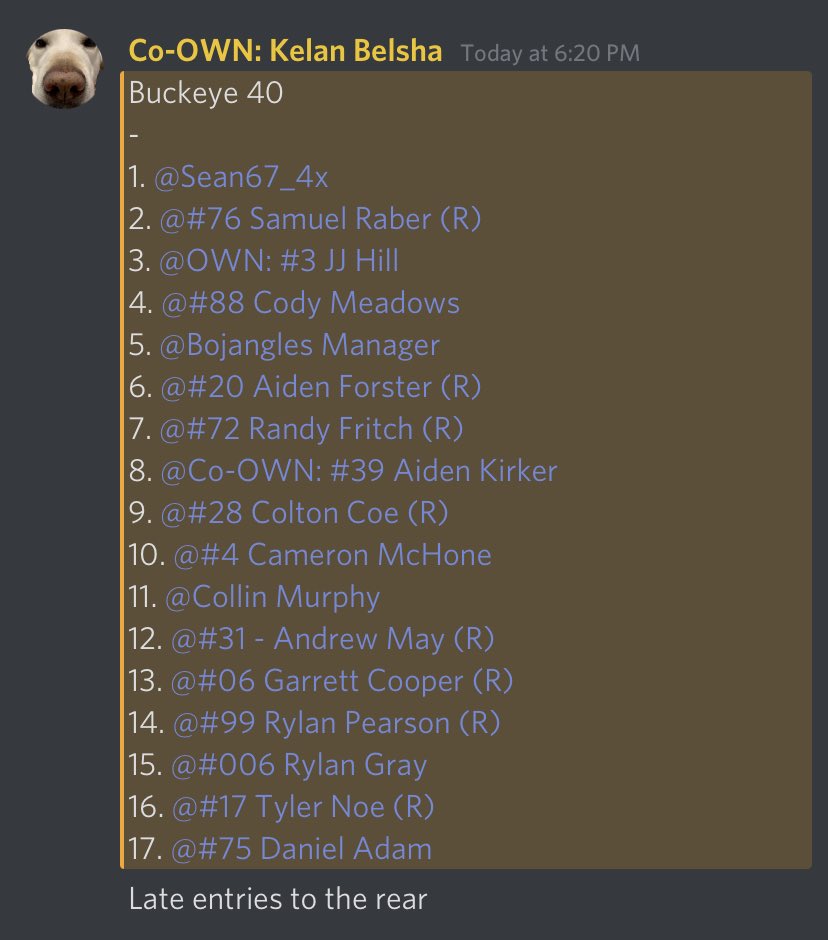 QuicktimeSeries's tweet photo. Tonight’s Pill Draw Order for Kokomo.
#Quicktime #QTS2 https://t.co/jRNRn189t7
