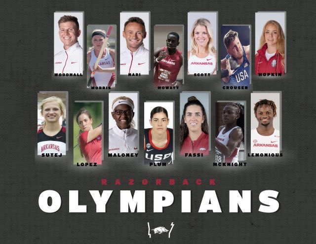 UAswimCoach's tweet photo. So excited for all these Razorbacks to perform in Tokyo! Go Hogs! WPS! https://t.co/lXNqDRwnzF