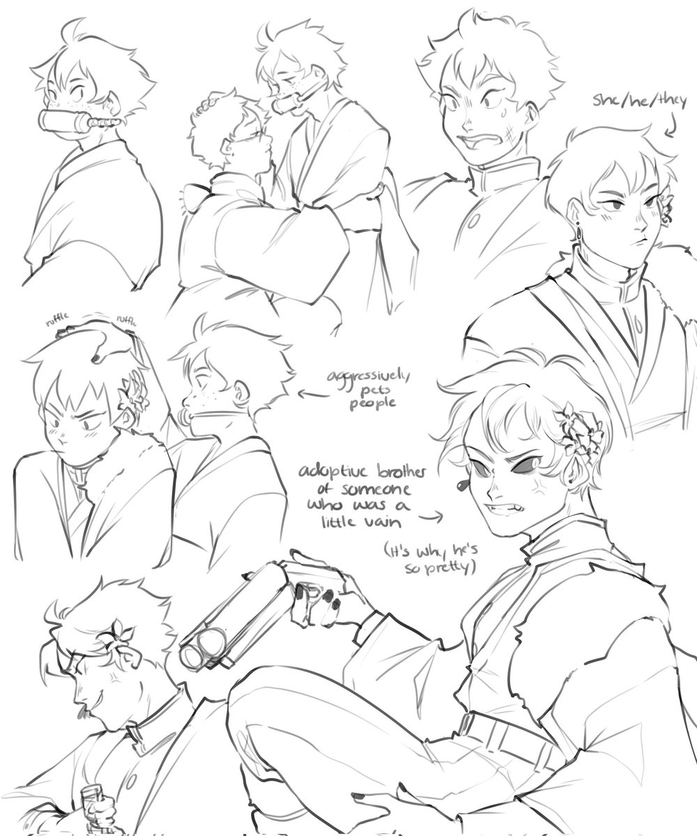 Some kny au sketches wherein I can't decide if I wanna make atskghn some lower rank or if I wanna stick with last idea of making them Hashira 