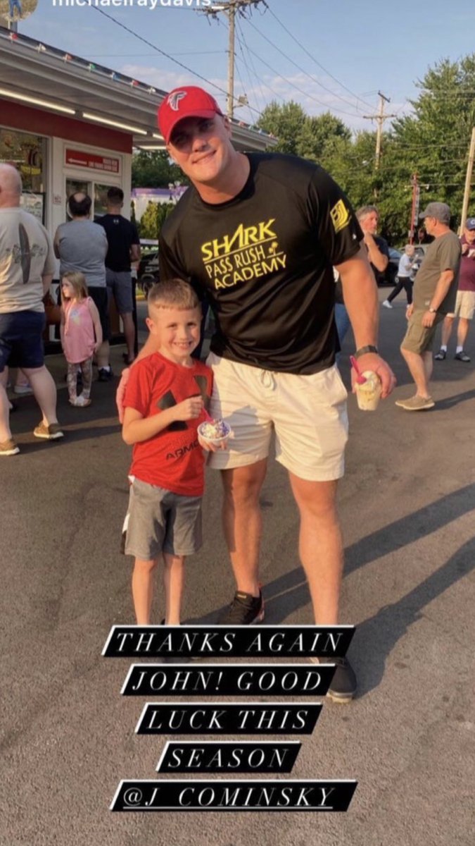brady_cliff's tweet photo. Thanks to current client and Falcons DE John Cominsky for always helping out in his community and for wearing that sweet Shark Academy shirt!! https://t.co/DqWz9QKXD1
