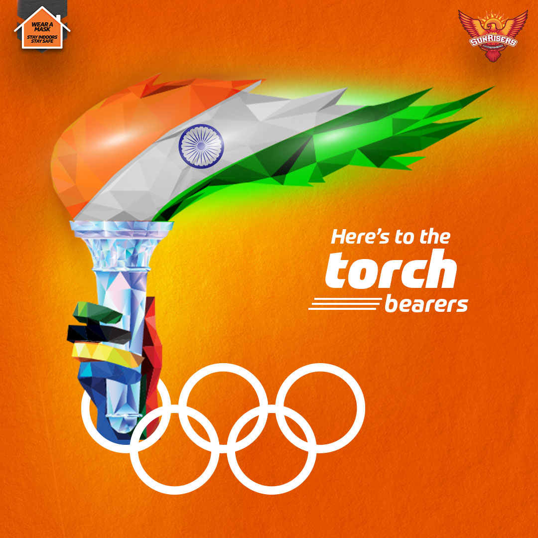 SunRisers's tweet photo. We're rooting for the entire Indian contingent representing the country at #Tokyo2020 🇮🇳

Let us all back them, support them and #Cheer4India 💪

#OrangeArmy #OrangeOrNothing https://t.co/nwZtuck2vz