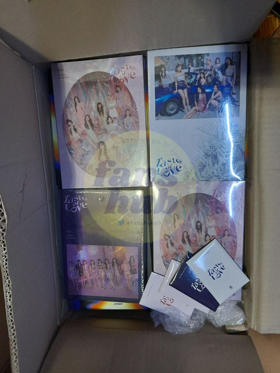 fanshubph's tweet photo. #FHPHARRIVALS
~• Box 1
— Fromis_9 "9 Way Ticket" Sealed
— Unsealed Albums — WayV, ATEEZ, NU'EST
— TWICE Taste of Love Sealed https://t.co/mCyb9q3yOD