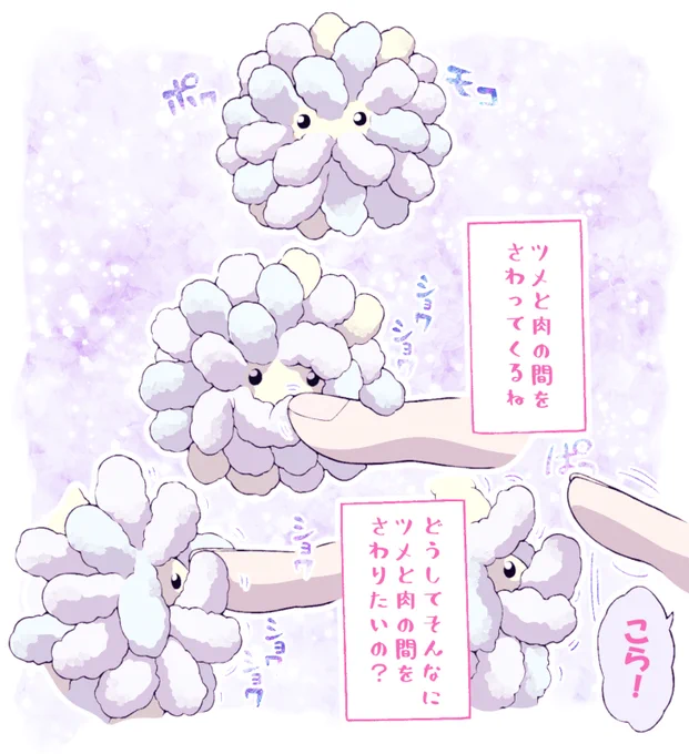 ポヮモコが さわってくるね 