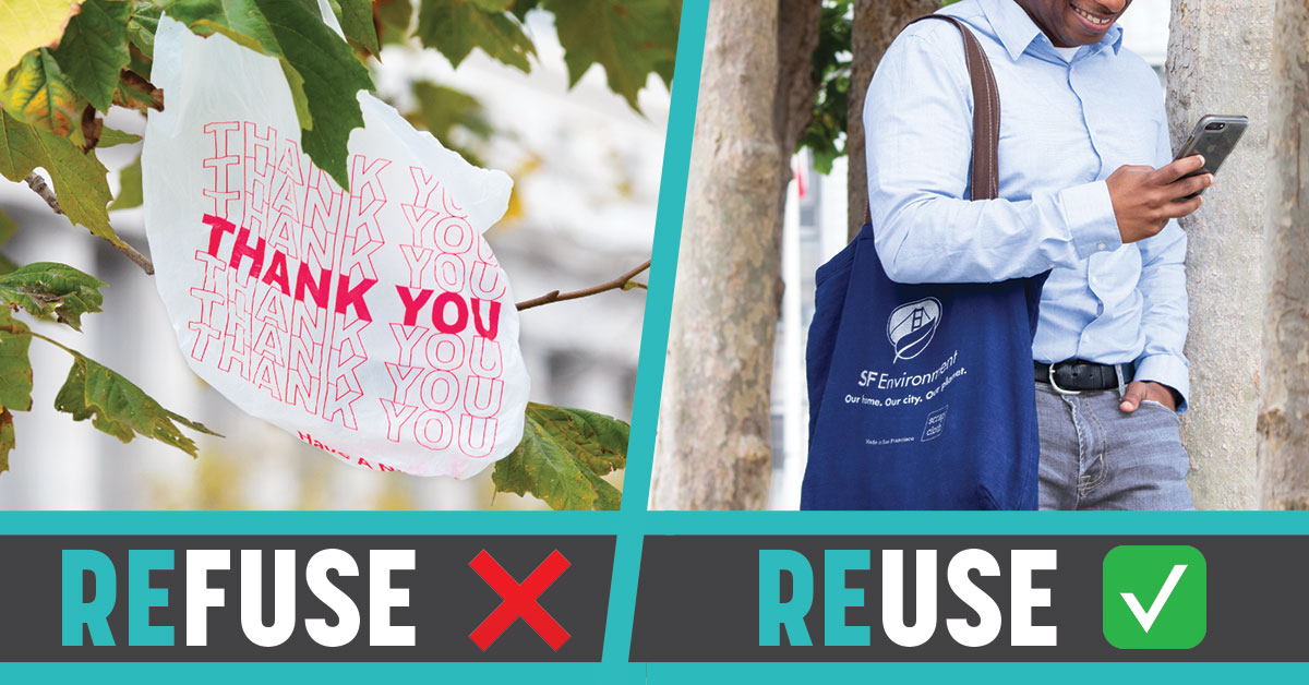 SFEnvironment's tweet image. #PlasticFreeJuly is not over. Commit to reducing plastic (and paper!) waste by carrying your reusable shopping bags, water bottle, and travel mug when you go out ♻️ .

#RefuseReuse #PlasticFree #ZeroWaste