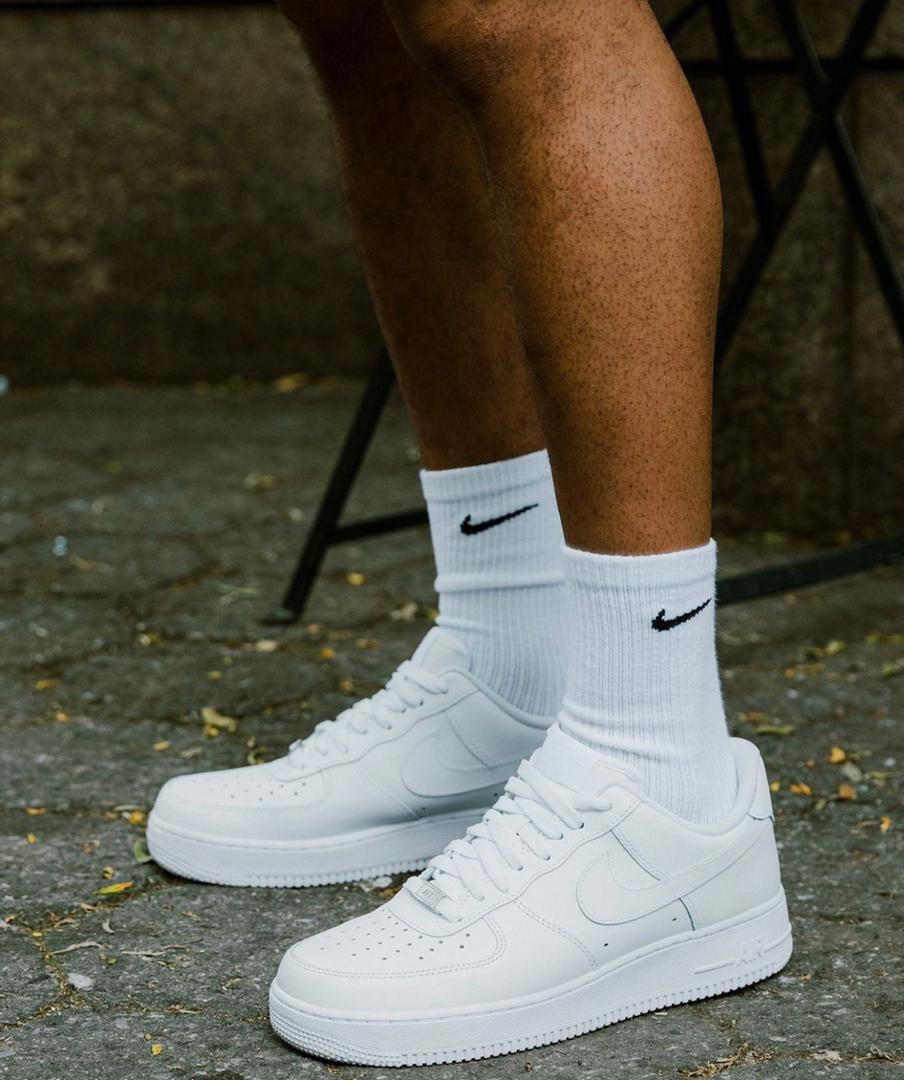 white air force black socks