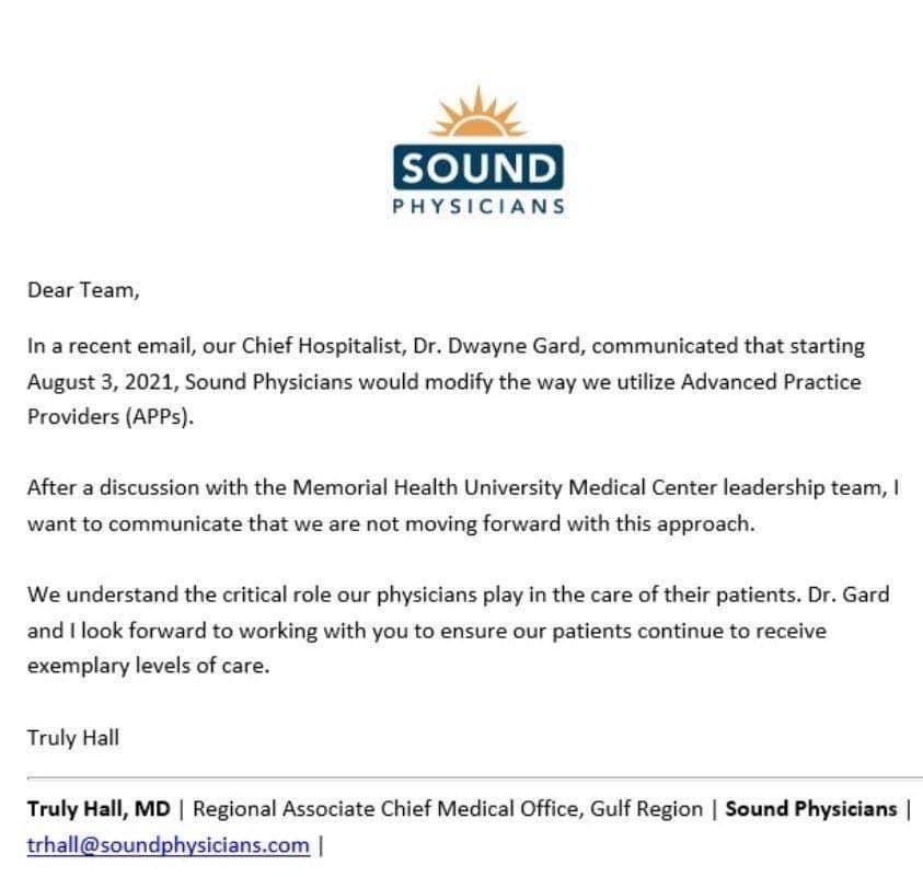 Co0kieM0nster4's tweet photo. Social media pressure works! 
Thanks to the social media outcry from patients, family members and fellow healthcare workers, the patients at Memorial University Medical Center will continue to receive safe, physician-led care. #StopScopeCreep #PPP #PhysiciansForPatientProtection https://t.co/egoAR1Btuj