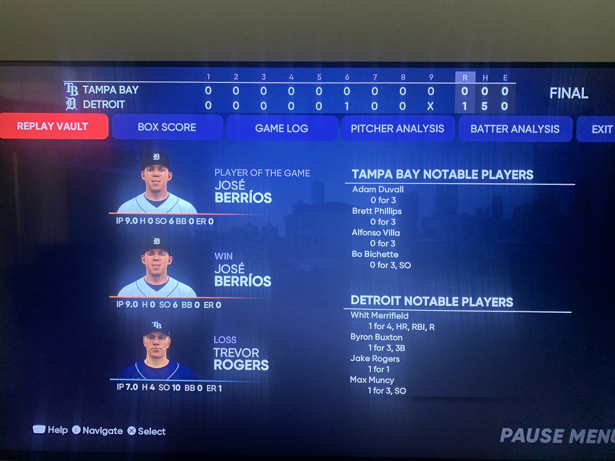 trouty5000's tweet photo. @SonySanDiego @MLBTheShow Just pitched that Perfect Game in the AL Wildcard game. Good thing because that run support was short. https://t.co/gU8jG4zoej