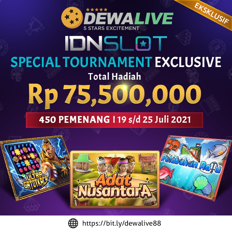dewaliveoff2's tweet photo. Haii Slot Lovers 

IDNSlot sedang mengadakan SPECIAL TOURNAMENT EXCLUSIVE mulai tanggal 19 - 25 Juli 2021. 
dengan Total HADIAH RP 75.500.000 hanya untuk 450 PEMENANG.

Slot Game yang di ikut serta dalam TOURNAMENT ini adalah  :
-Pelabuhan Ratu
-Ultra Gatotkaca
-Adat Nusantara https://t.co/15XWWSlIVF