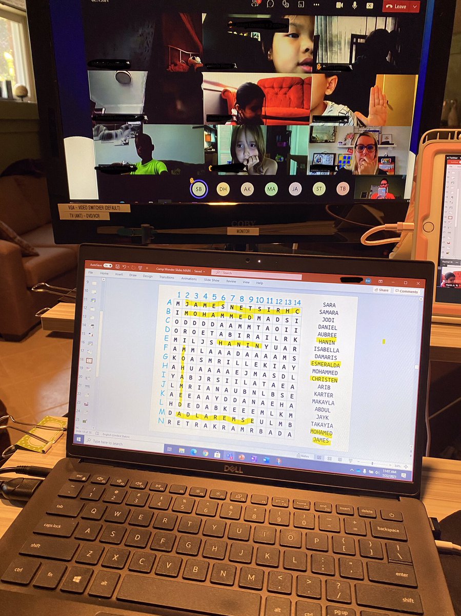 After students used the letters in their name to create as many words as they could, we searched for each #CampWonder 3’s names in our word search. #GECDSBSLP2021 <a href="/FaroughMs/">Ms. Farough</a> <a href="/BethAdlam/">Beth Adlam</a> <a href="/gecdsbpro/">GECDSB PR</a> <a href="/ClaraHowitt/">Dr. Clara Howitt</a>