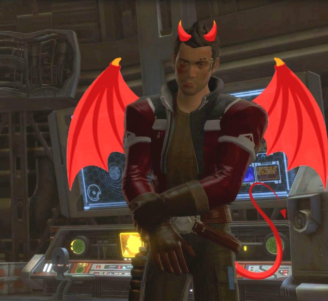 Cosmicdingbat's tweet photo. When he gives you that coy/shy look... But you know damn well that #Theron is no innocent angel! 😂😈
#SWTOR #theoldrepublic #theronshan #bioware #gamergirl #Screenshots #gamelove https://t.co/NqYnQBDkFT