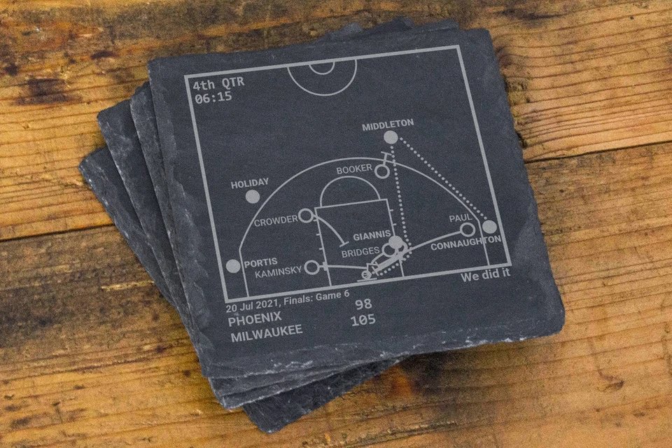 SnellSZN's tweet photo. alright folks!!! 

@PlaybookProduct is giving away a set of their 2021 Bucks coasters! they’ve got plays from this historic finals run printed on them 

to enter
- Follow @PlaybookProduct
- Retweet this tweet

also you can get 15% OFF w/ code BUCKSZN ! check them out! https://t.co/82cY1rjGRc