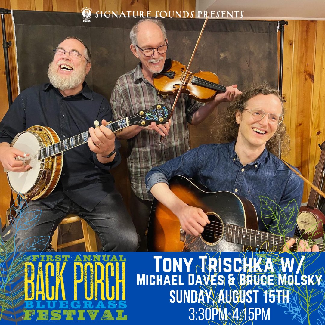 Tony Trischka (@tonytrischka) on Twitter photo Thrilled to be playing at Back Porch Bluegrass Festival with these amazing friends and musicians, <a href="/michael_daves/">Michael Daves</a> & @brucemolsky! Line up just announced, so make sure you grab your tix and get ready for a fun time — we'll be playing from 3:30-4:15pm!
fulgen.com/client/ssprese… Thrilled to be playing at Back Porch Bluegrass Festival with these amazing friends and musicians, <a href="/michael_daves/">Michael Daves</a> & @brucemolsky! Line up just announced, so make sure you grab your tix and get ready for a fun time — we'll be playing from 3:30-4:15pm!
fulgen.com/client/ssprese…