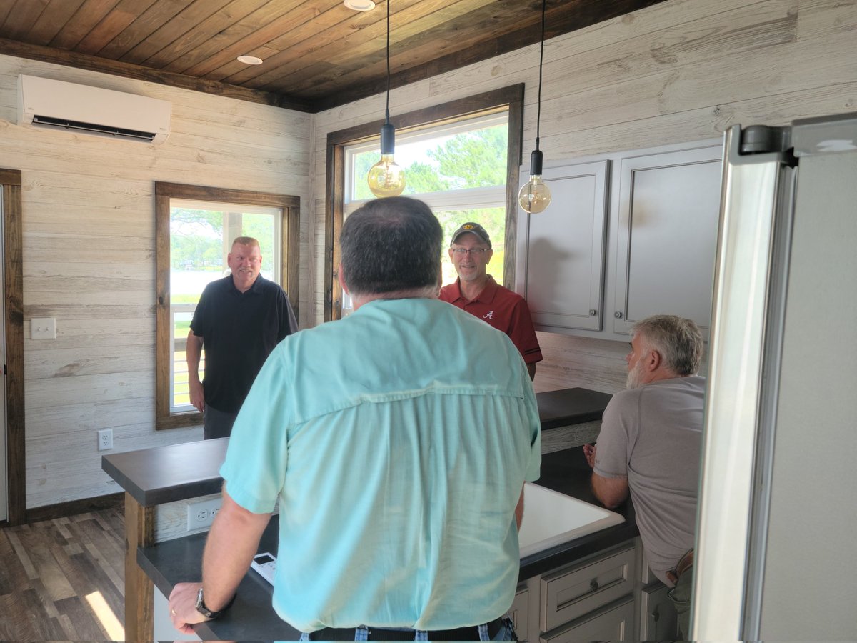 Great day today in our new training facility at Lincoln High School! We learned about tethering tools on a budget. Also, B L Harbert spoke with us about job opportunities for students. We  also took a field trip to our tiny we built!