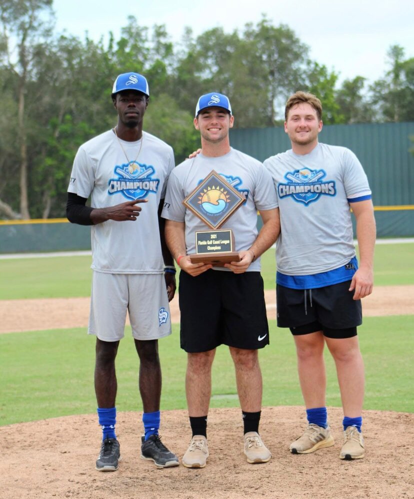 PolkStBaseball's tweet photo. Congrats to our Eagles @kyle_ericson @ColeGriffith_24 and Brandon Russell on helping their team win the 2021 @FgcLbaseball Baseball Championship! #SoarEagles https://t.co/xWuogcLsfa