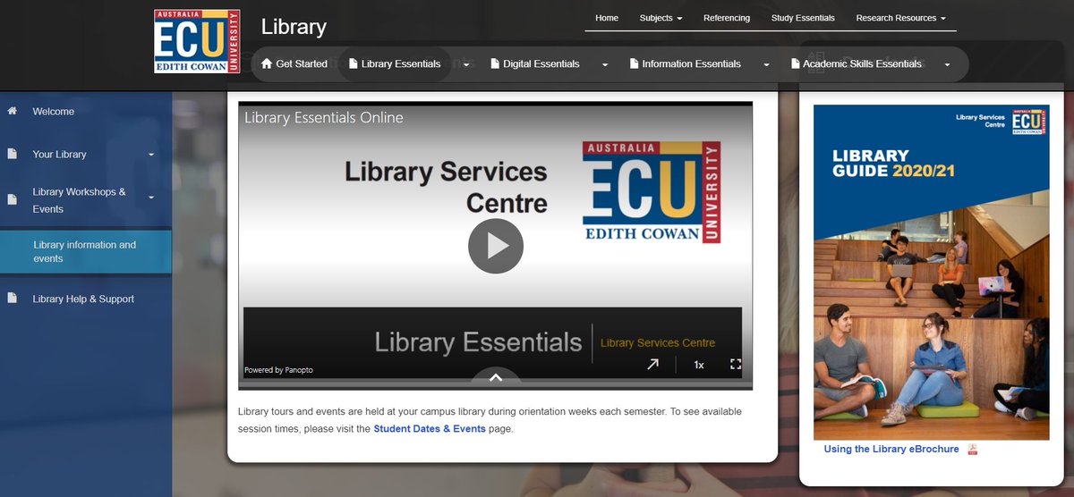 ECU_Library's tweet image. If you couldn’t make it to an @ECU_Library Orientation session, watch this 13 minute video to learn how to use the Library website and how to successfully search for information sources. ecu.au.libguides.com/library-essent…
@ECUGuild @EdithCowanUni