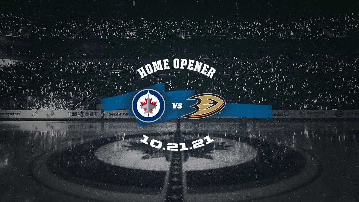 NHLJets's tweet photo. Home Opener. October 21, 2021. 

@CanadaLifeCtr | #GoJetsGo https://t.co/dlyW5auW7t