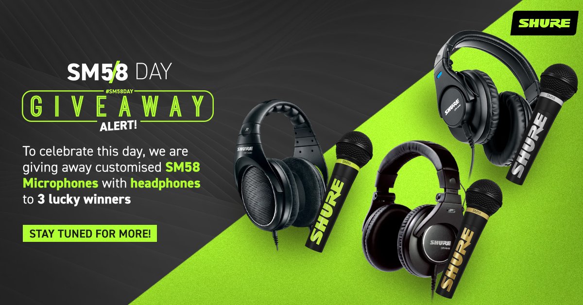 SunInfonetAudio's tweet photo. August 5th is officially SM58 day and it is fast approaching! So we’re celebrating it by doing something iconic!
We’re giving away customized SM58 Microphones and headphones to 3 lucky winners. How cool is that!?
#GiveawayAlert #Contest #Giveaway #Shure #ShureIndia #SM58 #SM58Day https://t.co/IlKy1SXCQc