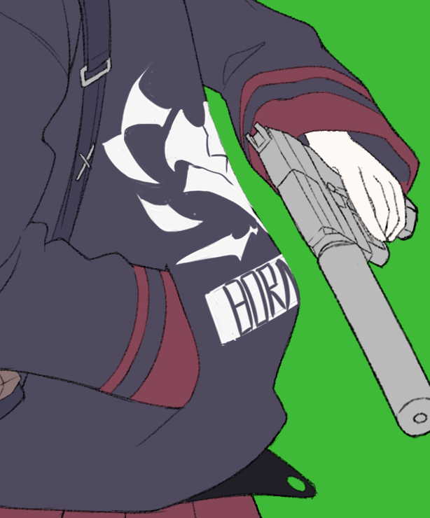 朝練 カヨコパーカーの柄入れ ホルスターがないことに今気が付いた Pag お絵描き修行中のイラスト