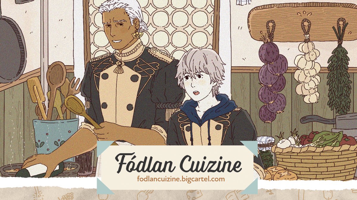 Dedue & Ashe have kitchen duty today 🍖🍅
Here's a little preview of my piece for @FodlanCuizine !

Preorders are open now till Aug 2 🎣
https://t.co/8ev38qLKfi 