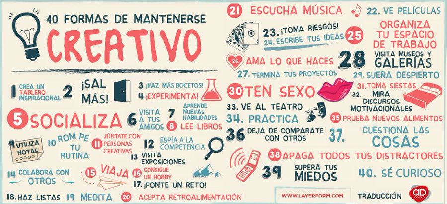 virginiog's tweet photo. 40 formas de mantenerse creativo https://t.co/8bMqFvrqXH