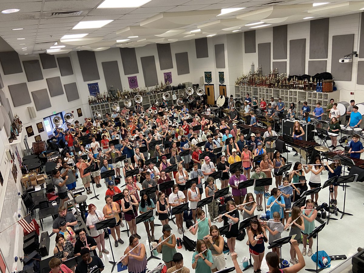 OakMountainBand's tweet photo. Today was our first music ensemble rehearsal with winds, battery, and front ensemble. Get ready for some of the best from the west! 🎶🤠#wildwildwest #halftime2021 https://t.co/Xv6iF9awTY