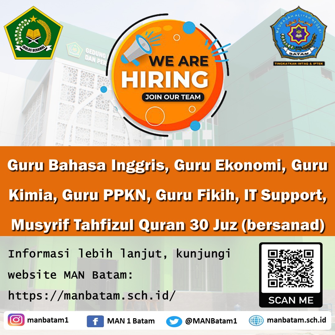 MANBatam1's tweet photo. Anda salah satunya? Mari bergabung bersama kami, demi menciptakan generasi Qurani yang sukses. Info lebih lanjut, dapat langsung mengunjungi website MAN Batam. https://t.co/ie6bk5fc5W