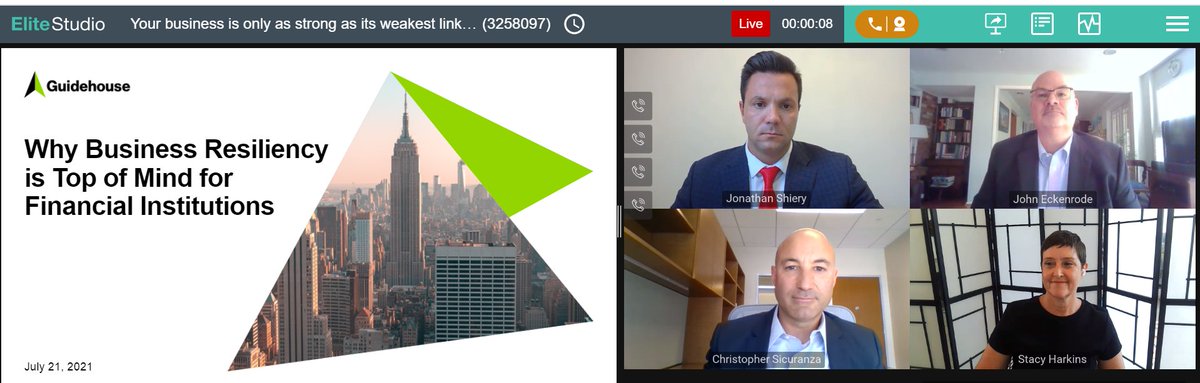 Our Christopher Sicuranza, Jonathan Shiery &amp; John Eckenrode were joined by industry expert, Stacy Harkins for an in-depth discussion on an adaptive #businessresiliency plan that manages disruptive events, drives performance &amp; enhances #reporting. <a href="/AmerBanker/">American Banker</a>