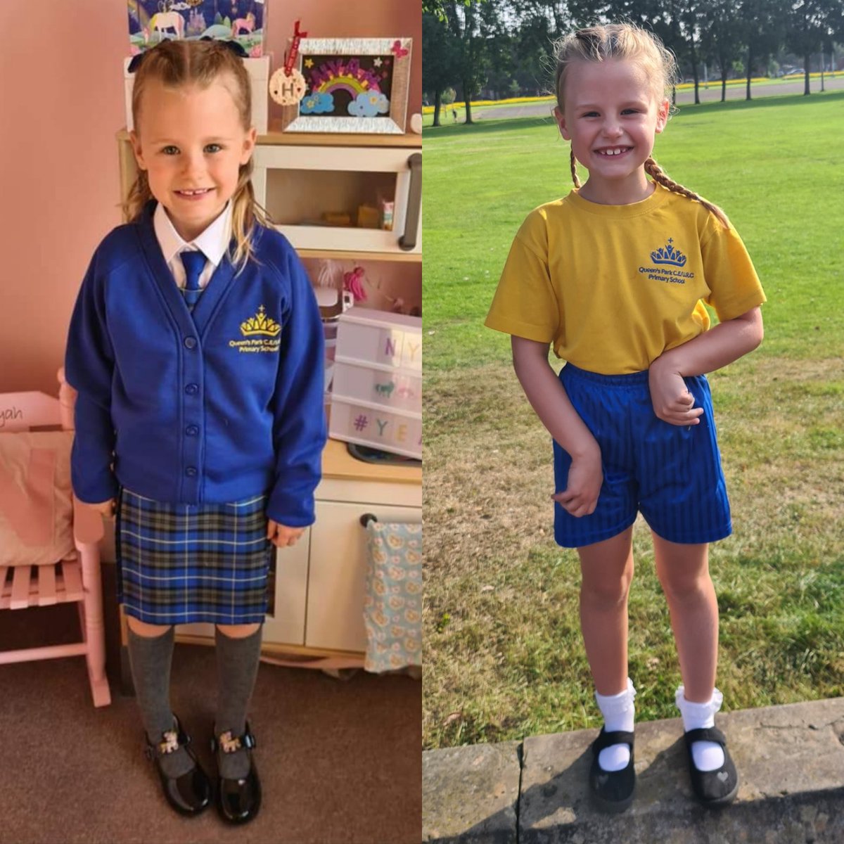 AndNyah's tweet photo. First day of Y1 - Last day of Y1! 
We literally cannot thank you all enough for everything this past year! @QueensCoEURC @MrWeatherbyQP @MrsPotterQP and everyone else who has been involved with Nyah! 💛💙 https://t.co/Bv0vh9tBk9